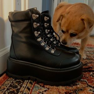 New Koi Hydra Black Matrix Platform Boots